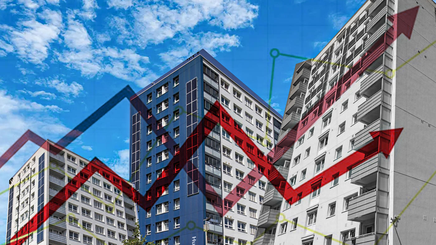 3 high rises and upward graphs KPI graphic