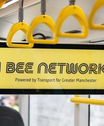 bee network logo on a screen on a new bus