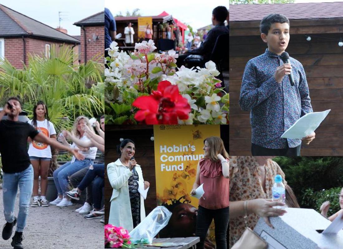 A Collage Of Photos Taken At A Hobins Community Fund Event